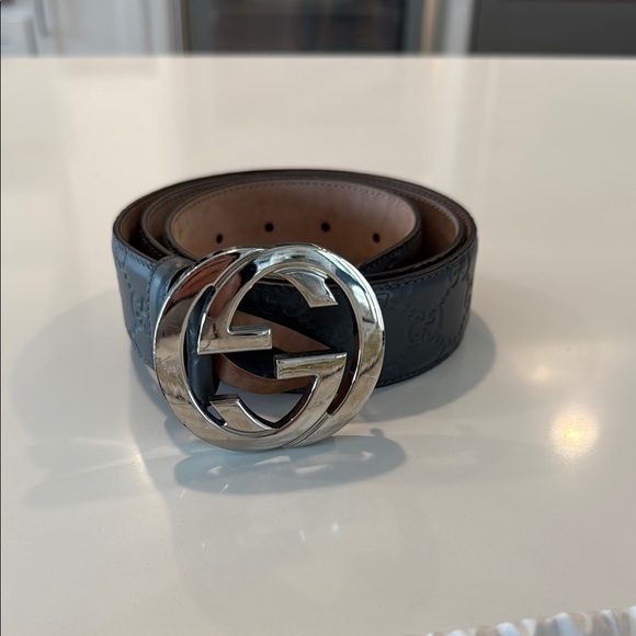 Gucci Women’s/Men’s Guccissma Belt with Interlocking G Silver Buckle. - Picture 1 of 8